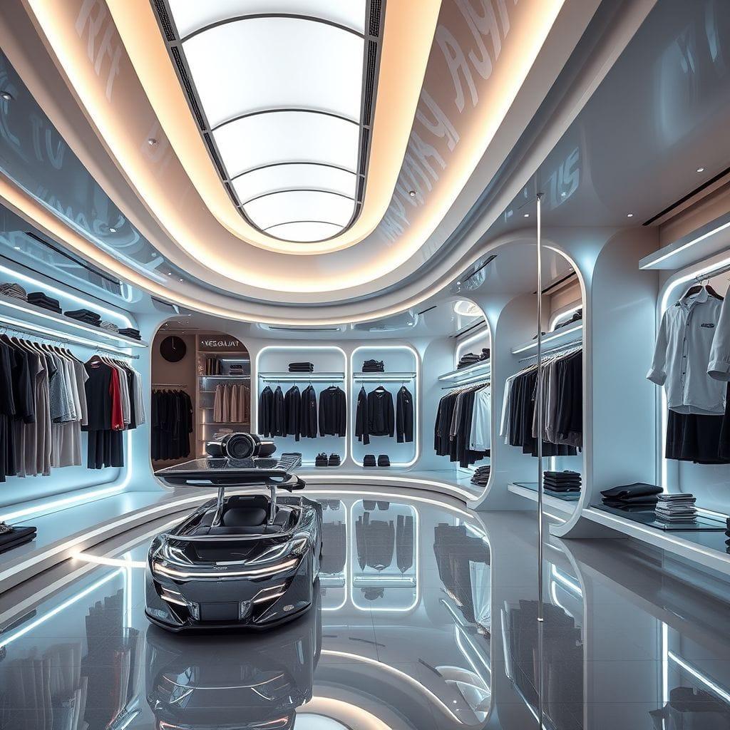 Futuristic clothing store - AI Generated