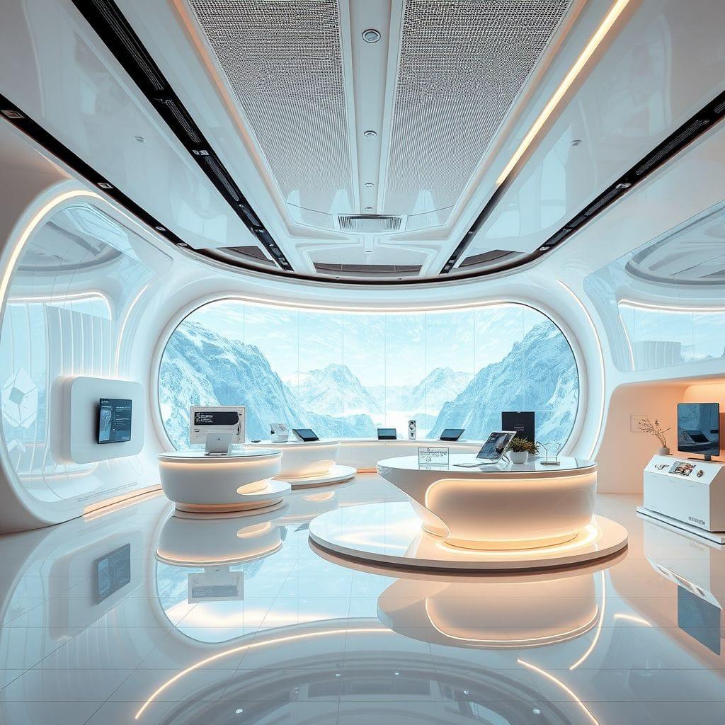 Futuristic exhibition space - AI Generated