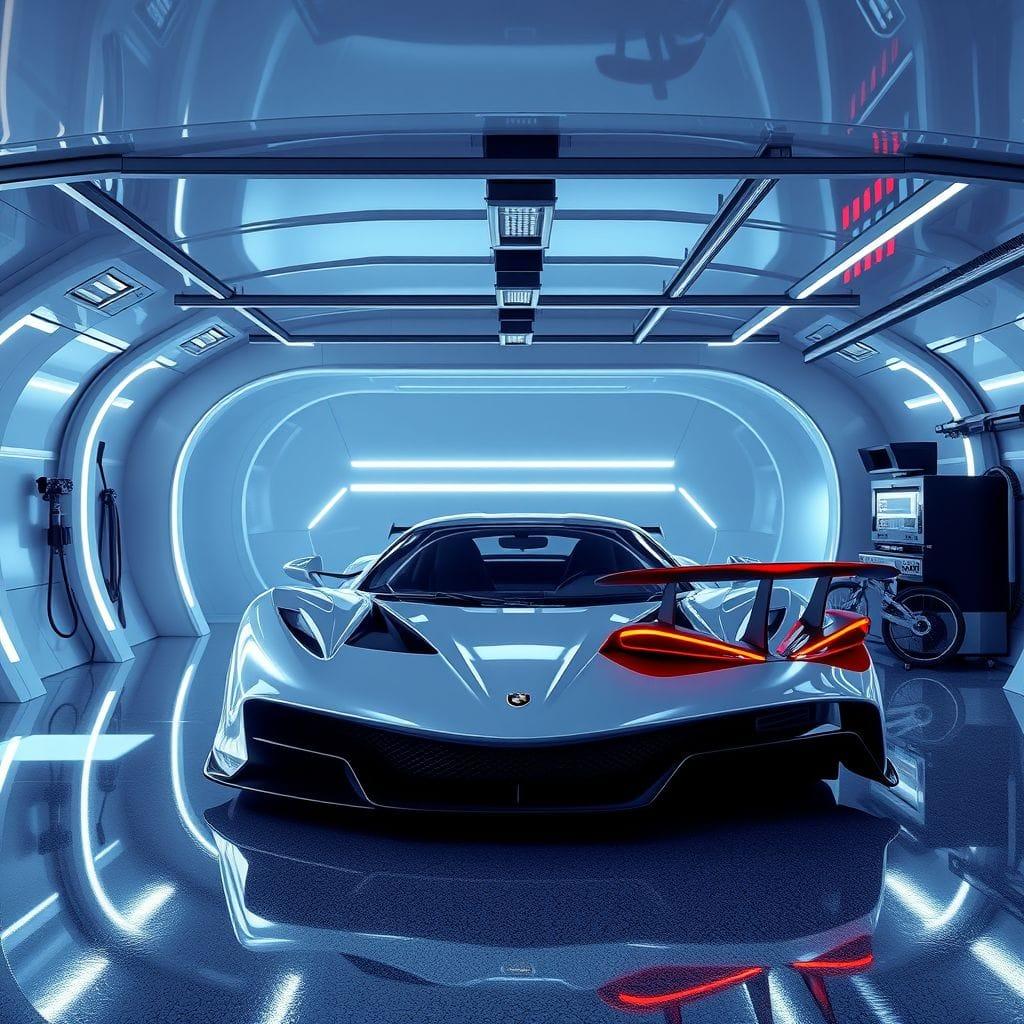 Futuristic garage - AI Generated
