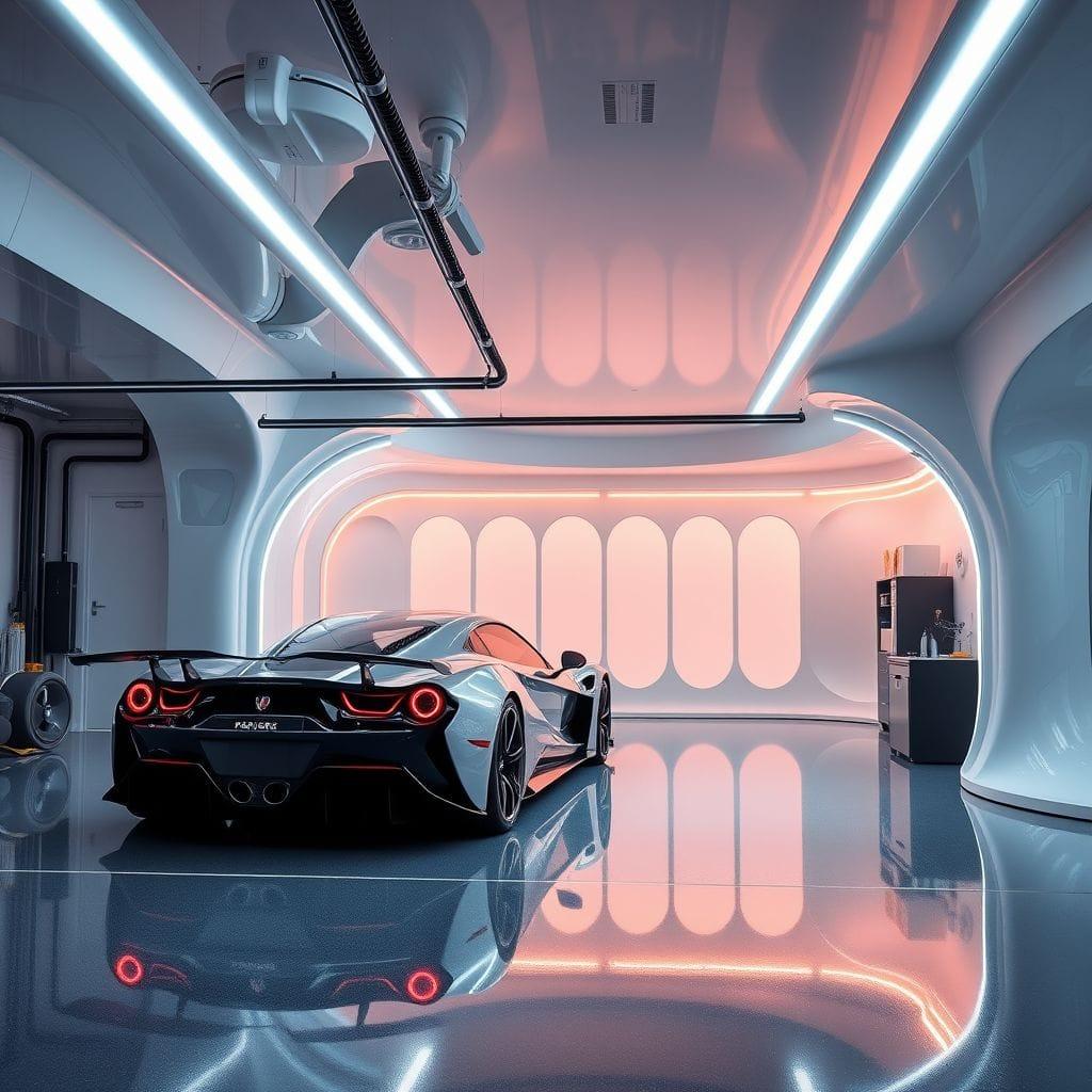 Futuristic garage - AI Generated