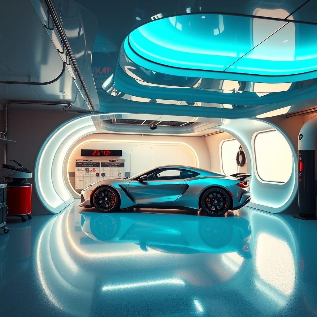 Futuristic garage - AI Generated