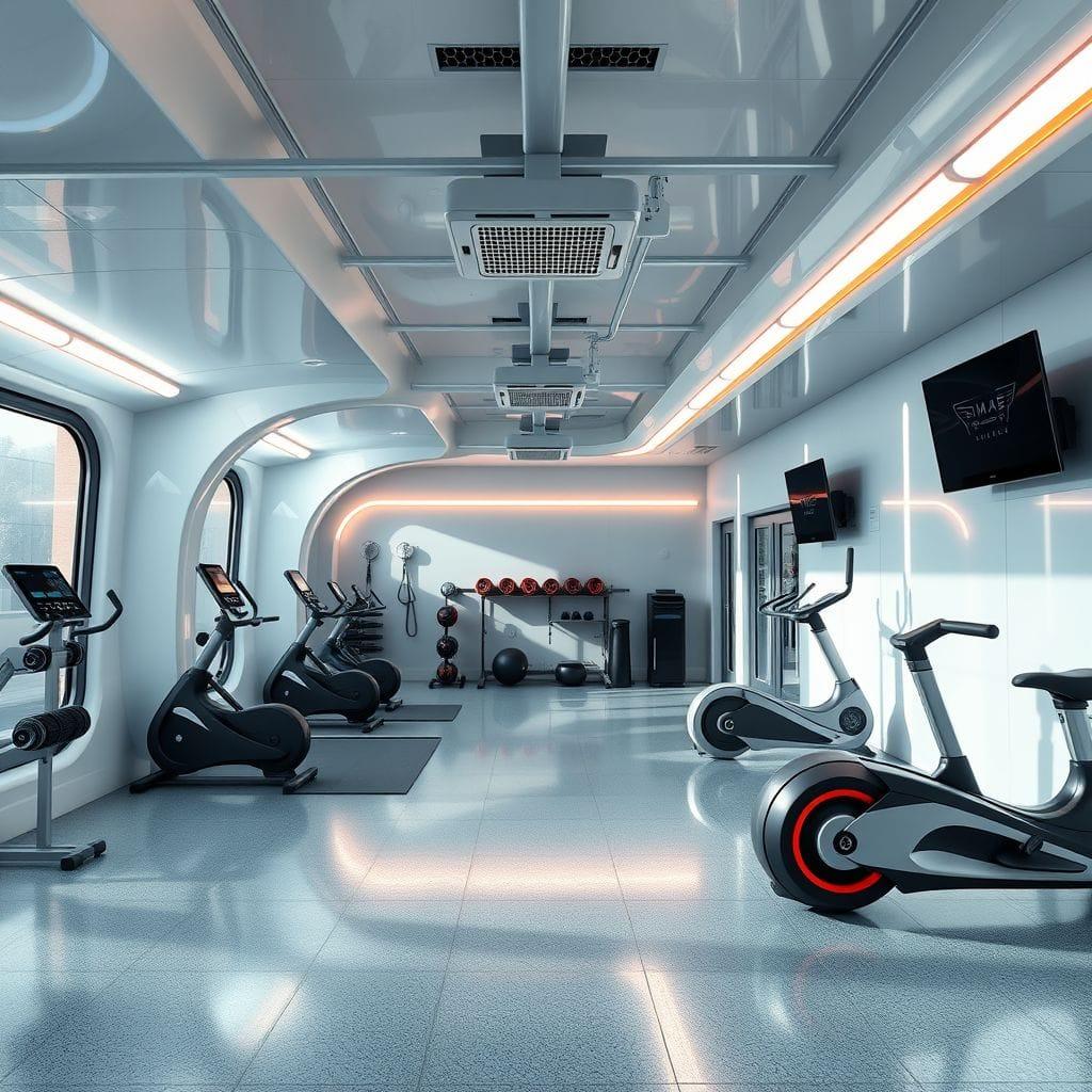 Futuristic garage gym - AI Generated