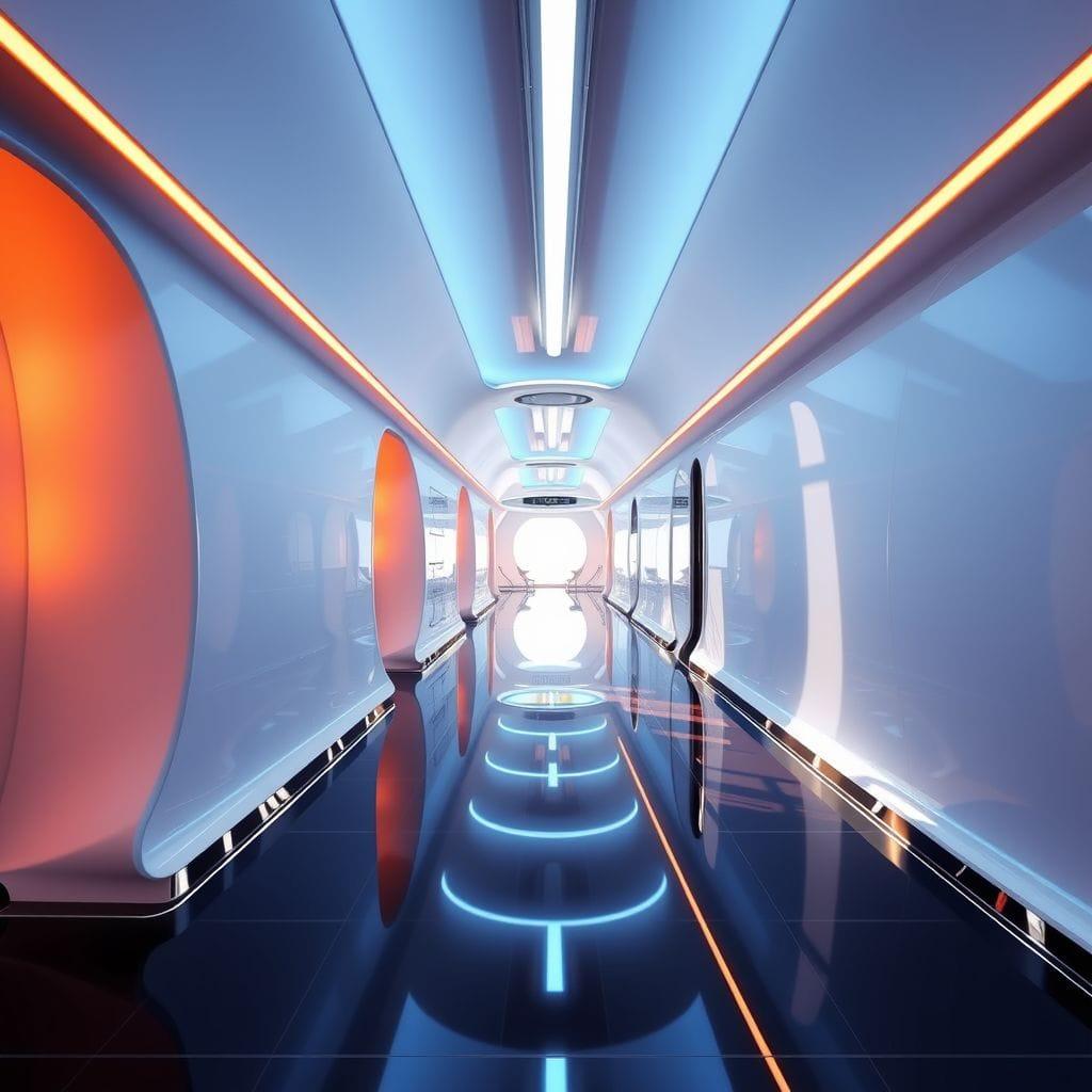 Futuristic hallway - AI Generated