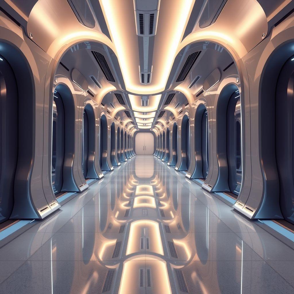 Futuristic hallway - AI Generated