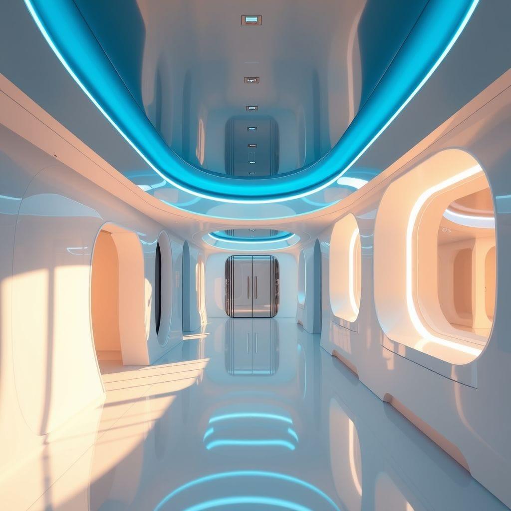 Futuristic hallway - AI Generated