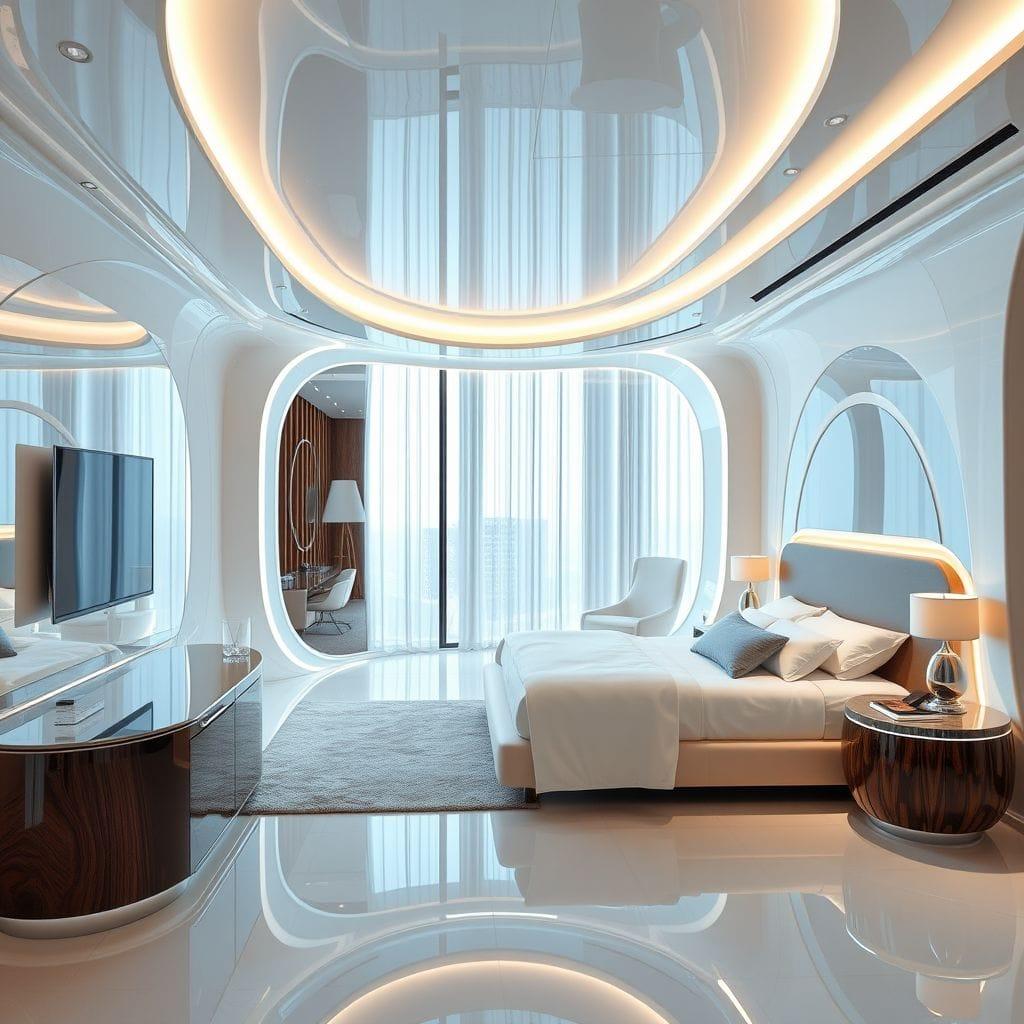 Futuristic hotel room - AI Generated