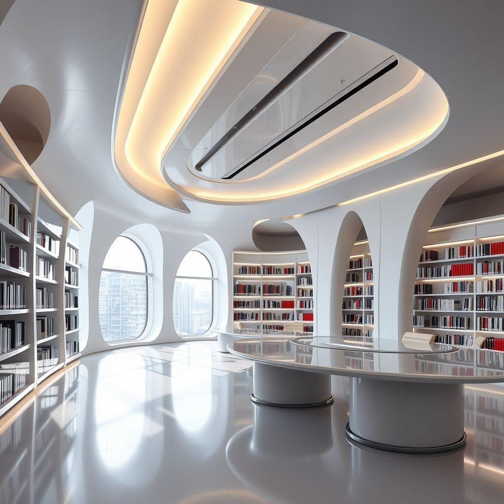 Futuristic library - AI Generated