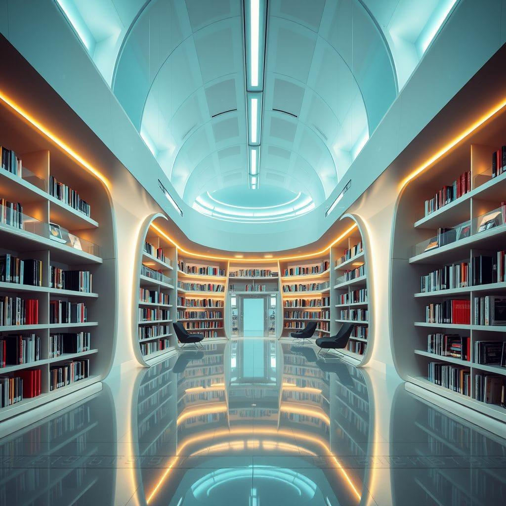 Futuristic library - AI Generated