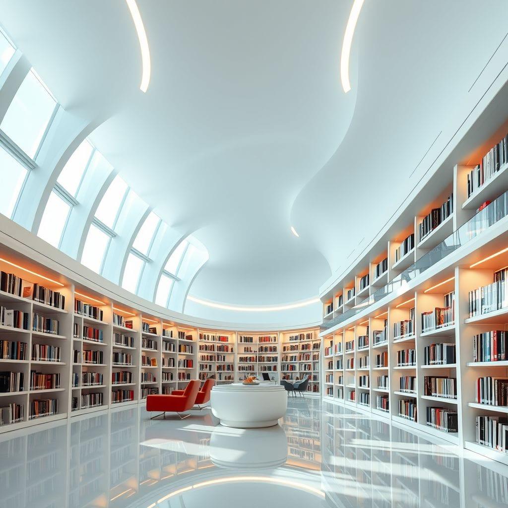 Futuristic library - AI Generated