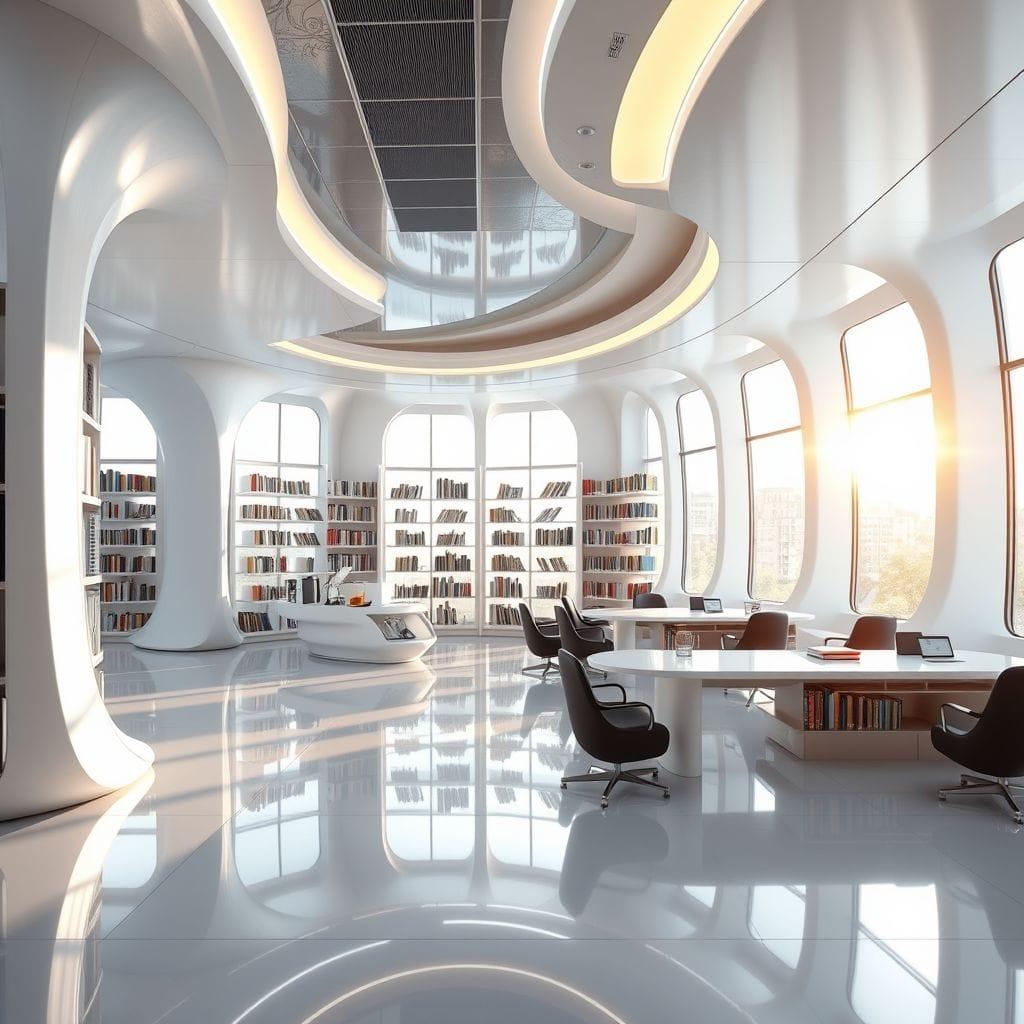 Futuristic library - AI Generated