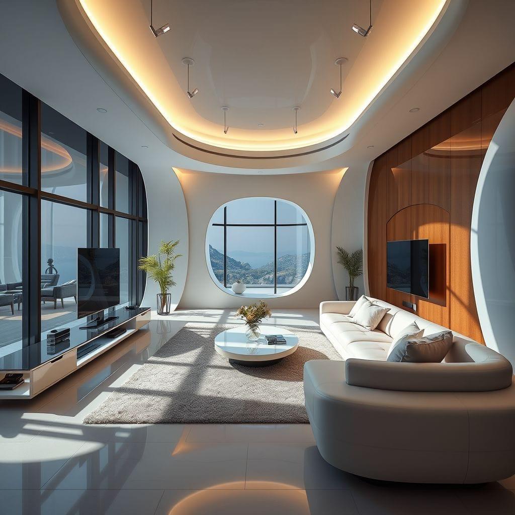 Futuristic living room - AI Generated