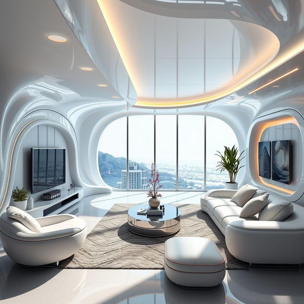 Futuristic living room - AI Generated