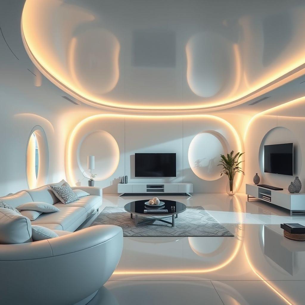Futuristic living room - AI Generated