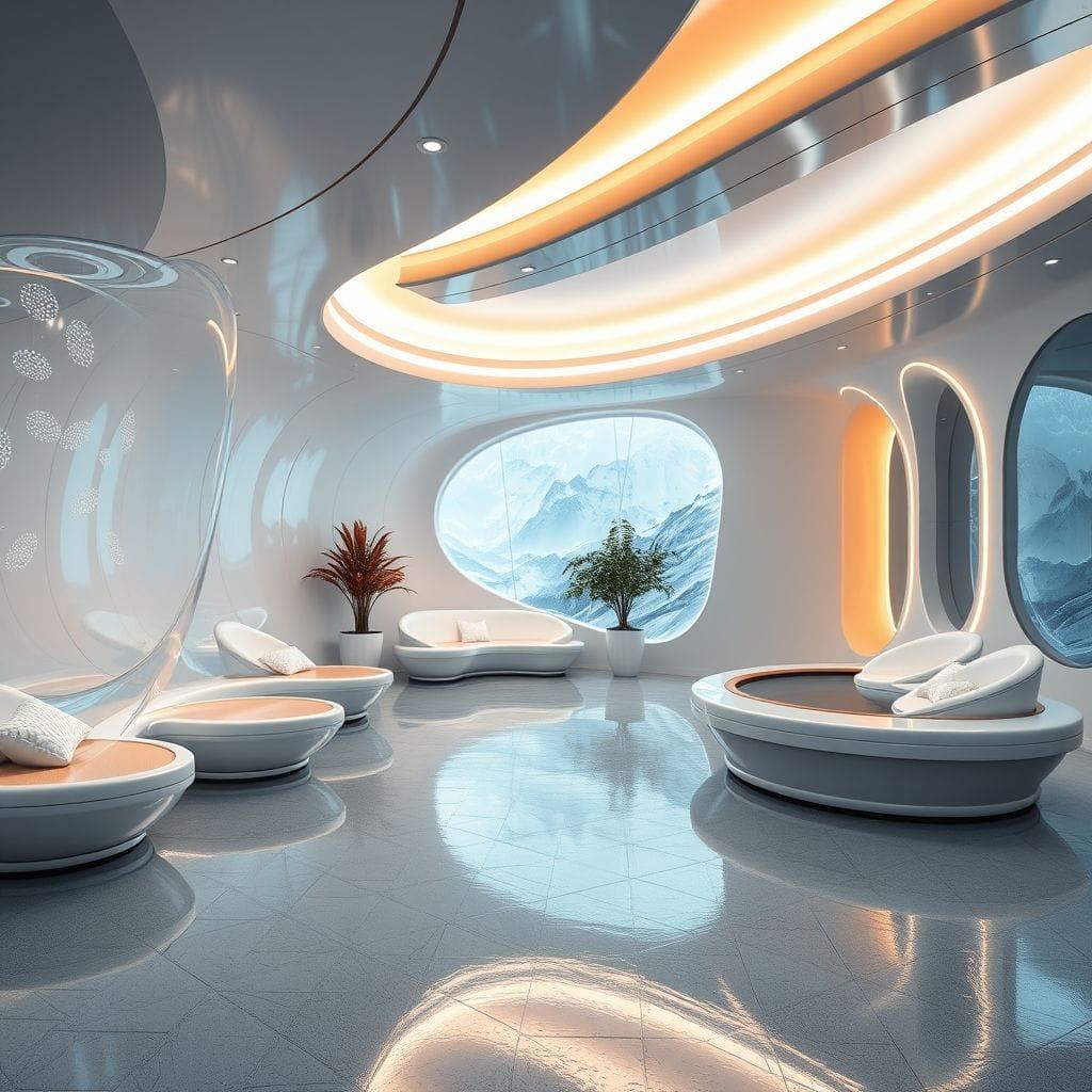 Futuristic onsen - AI Generated