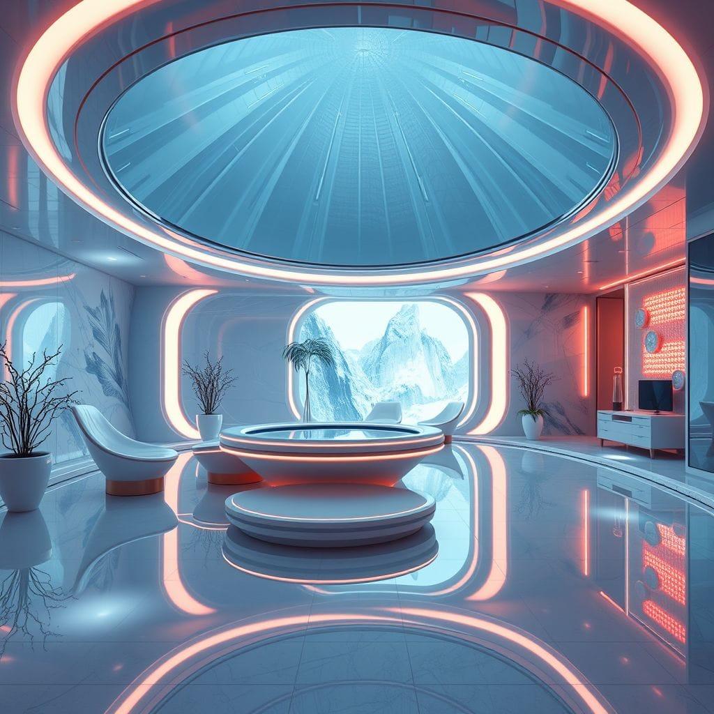 Futuristic onsen - AI Generated