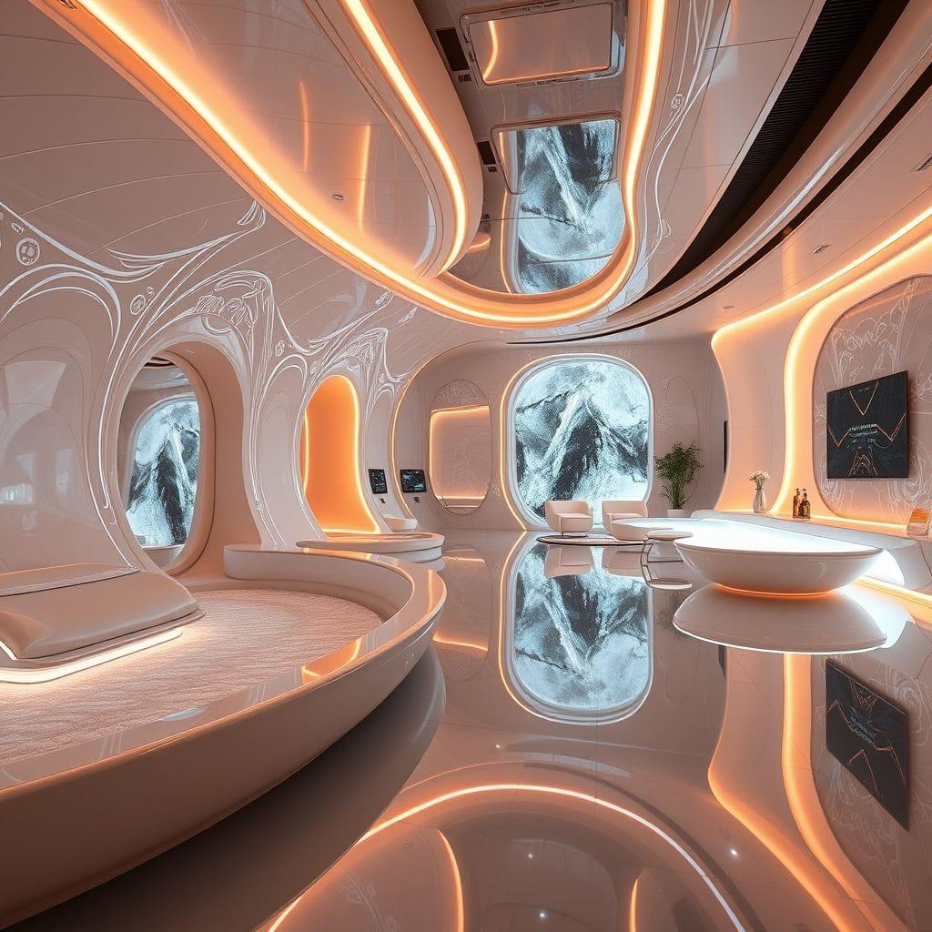 Futuristic onsen - AI Generated