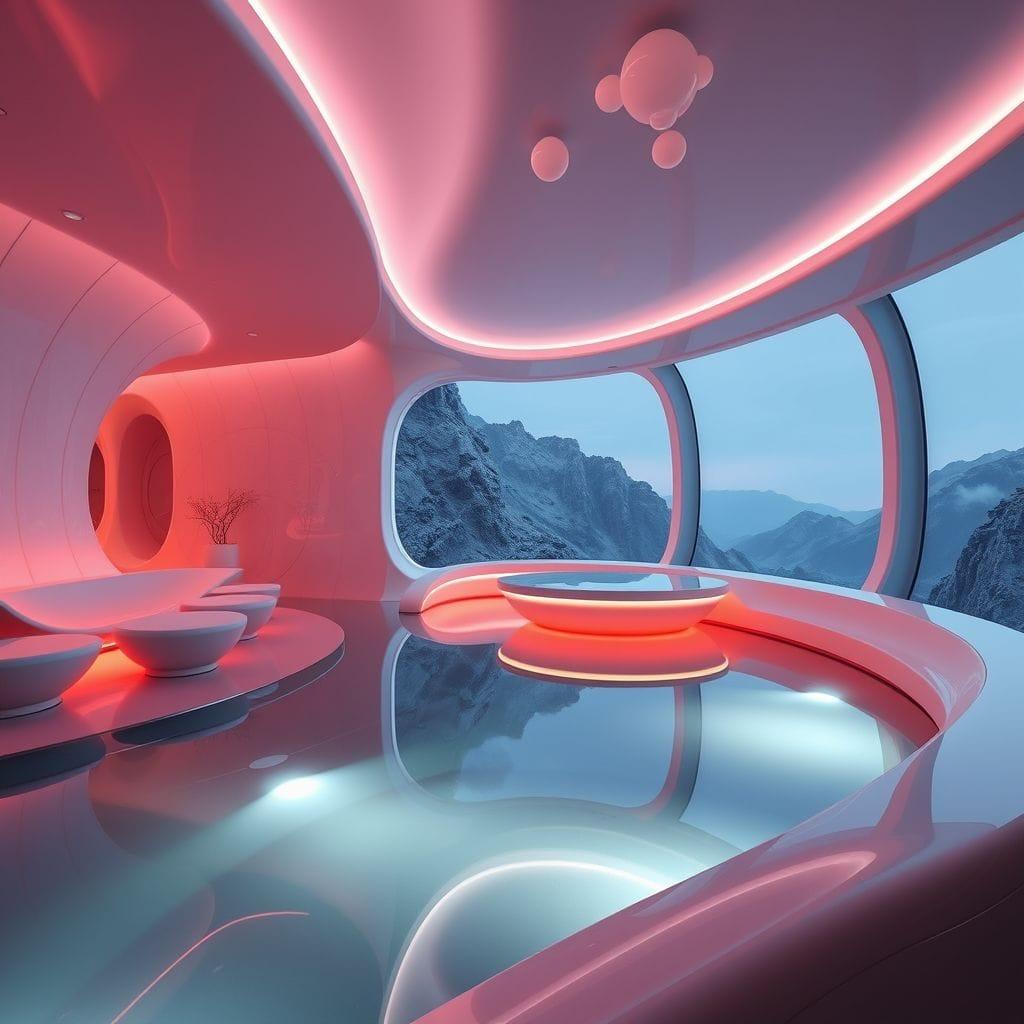 Futuristic onsen - AI Generated