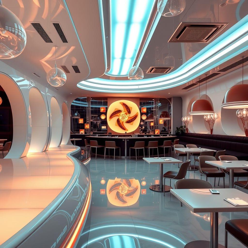 Futuristic restaurant - AI Generated
