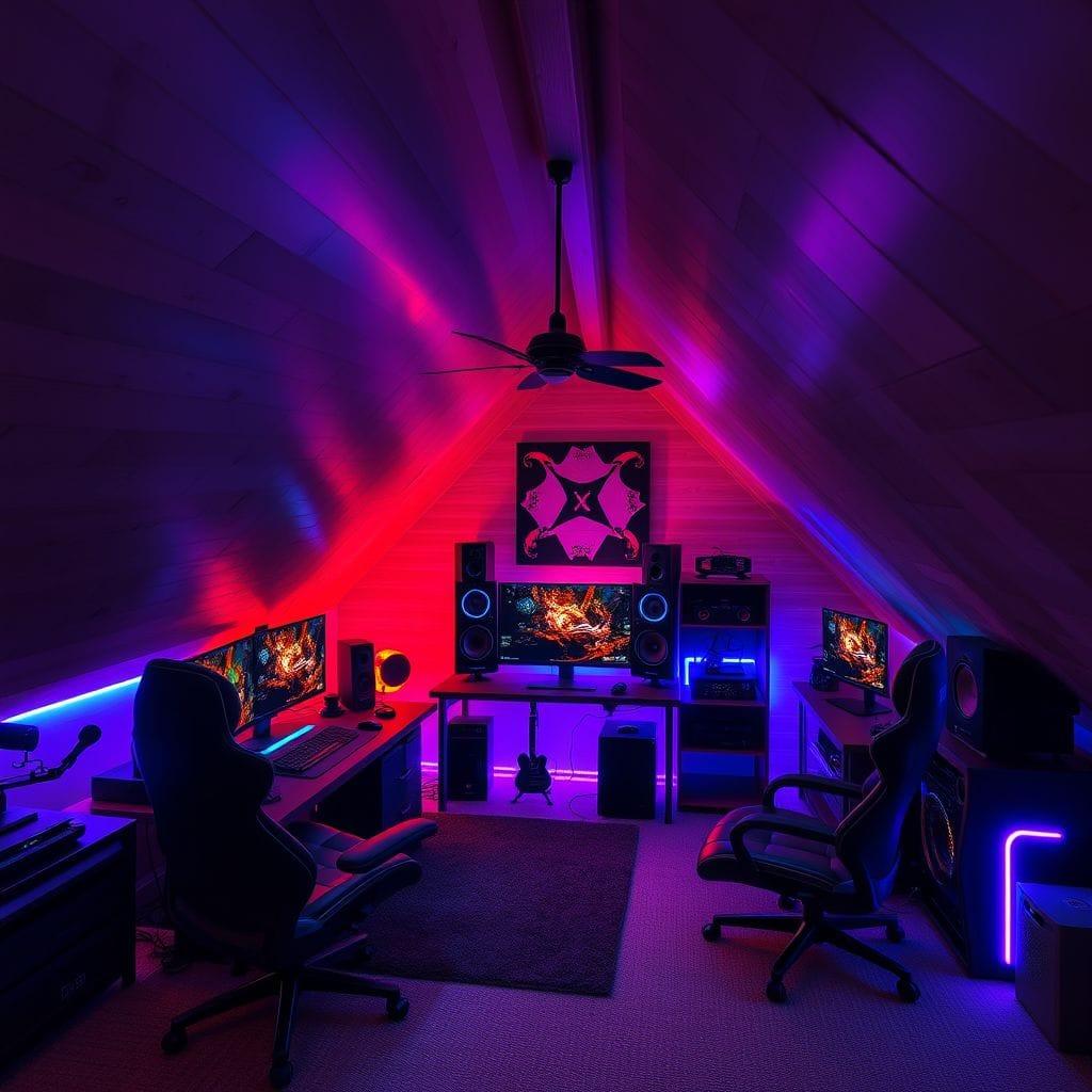 Gaming Room attic - AI Generated