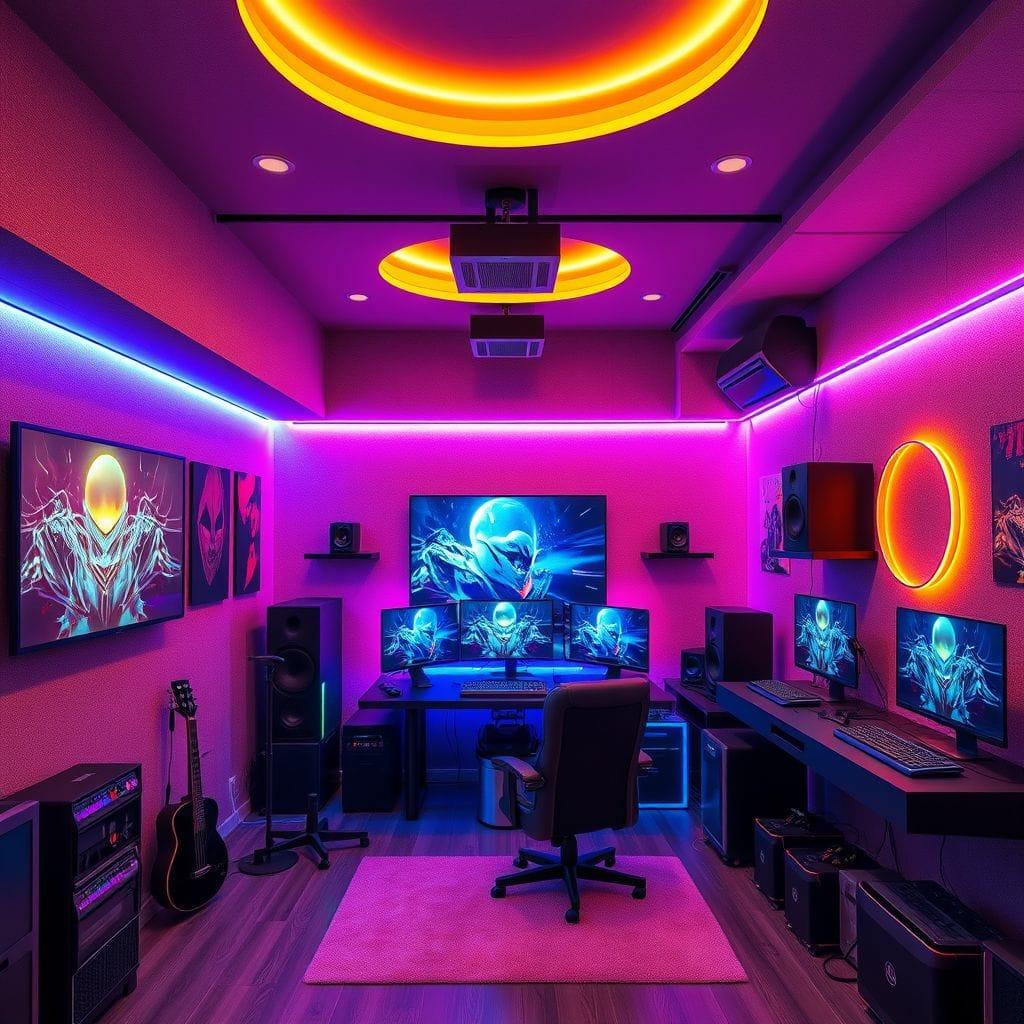 Gaming Room basement - AI Generated