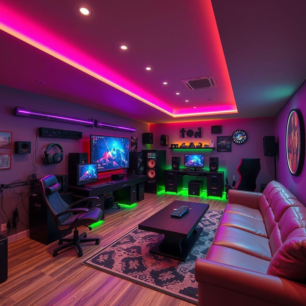 Gaming Room basement - AI Generated