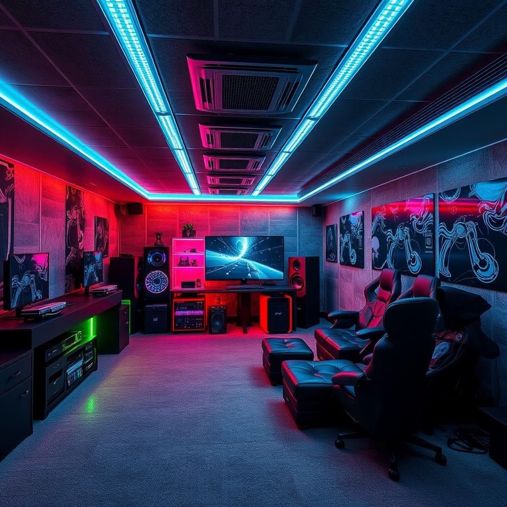Gaming Room basement - AI Generated