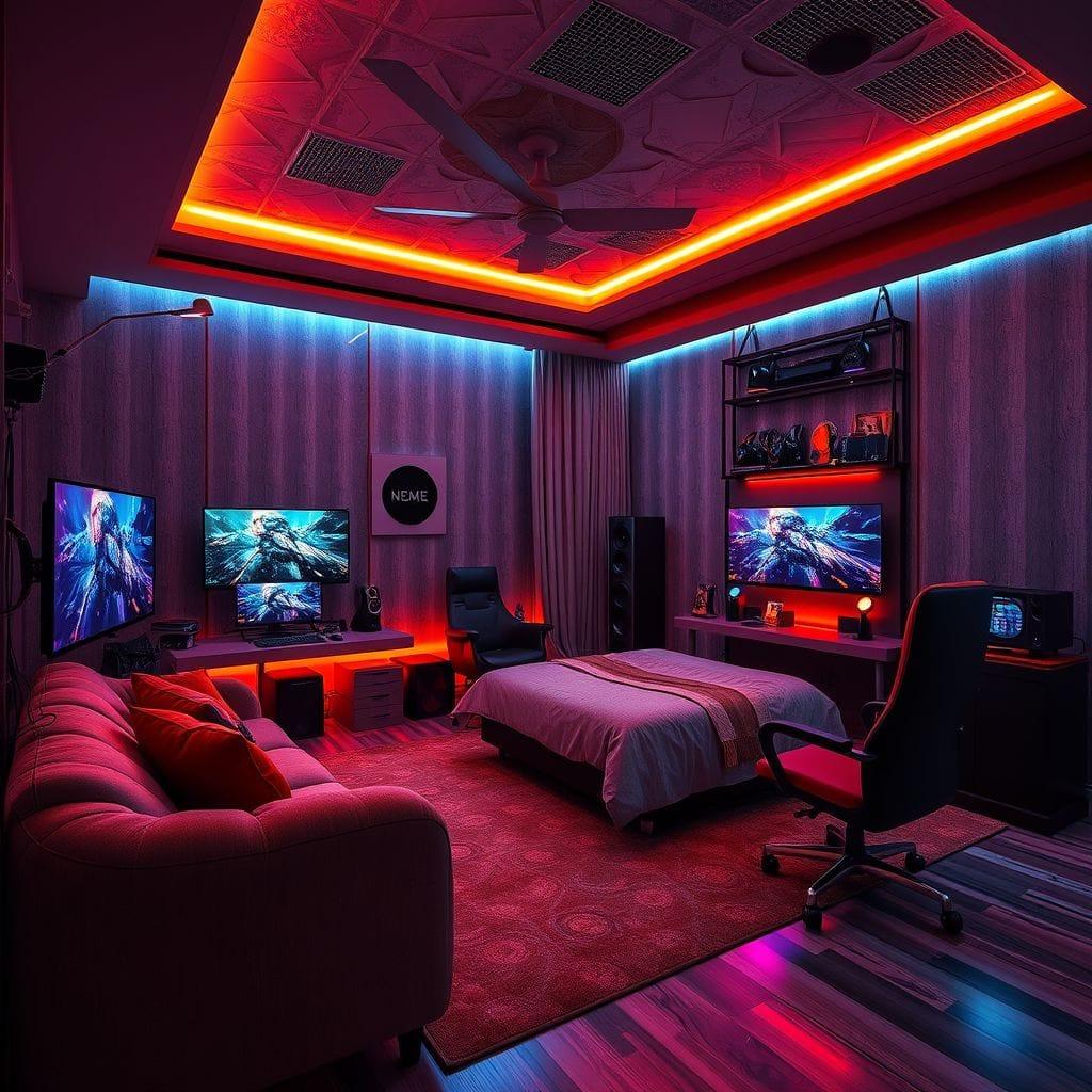 Gaming Room hotel room - AI Generated