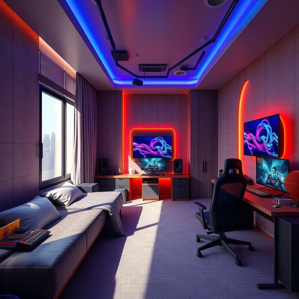 Gaming Room hotel room - AI Generated