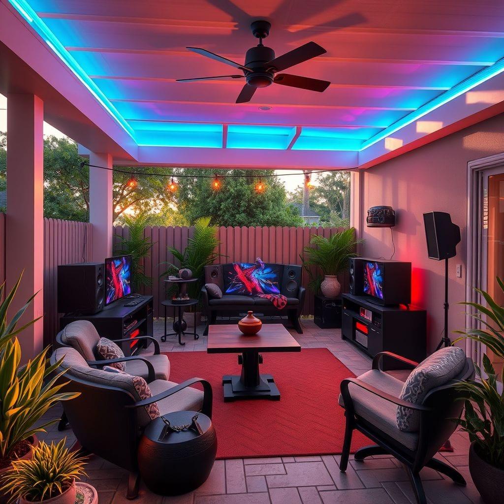 Gaming Room outdoor patio - AI Generated