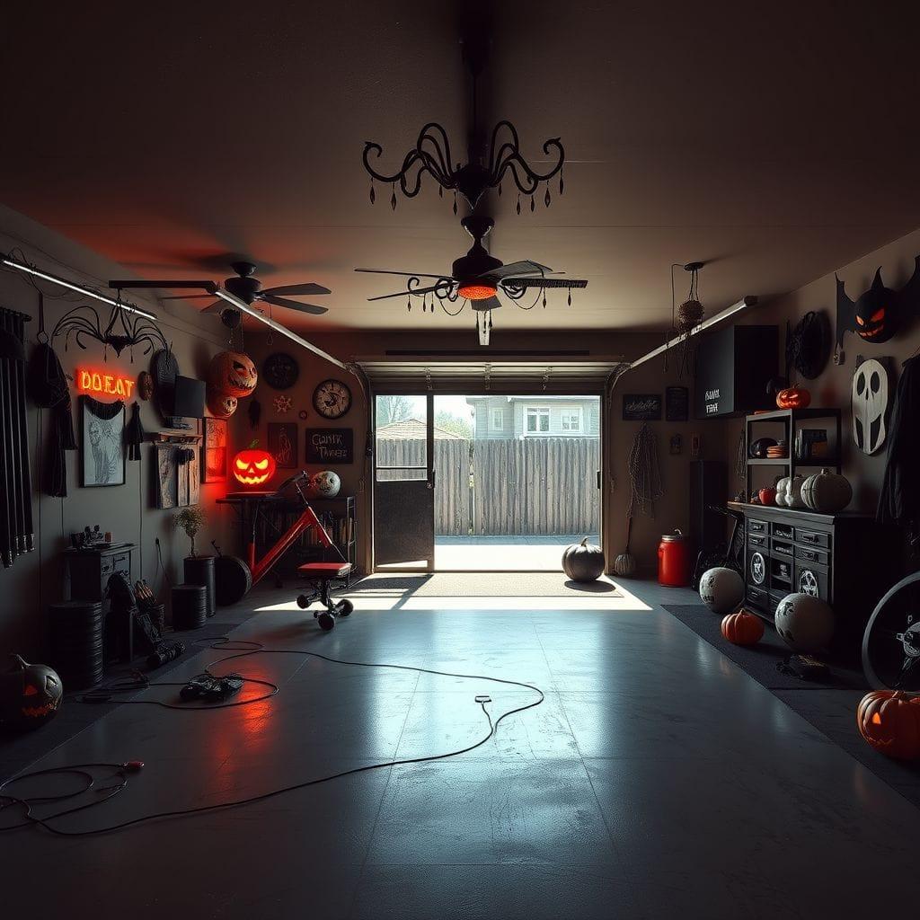 Halloween garage gym - AI Generated