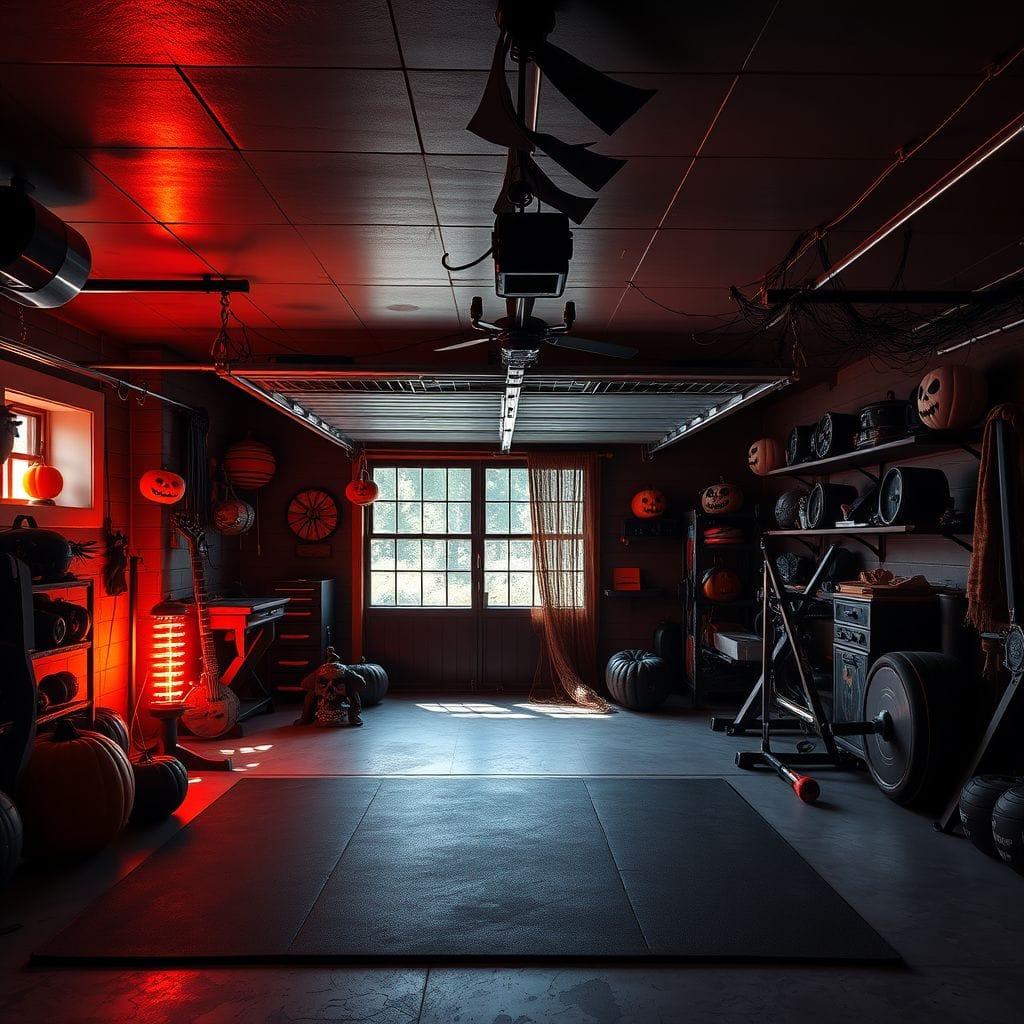 Halloween garage gym - AI Generated