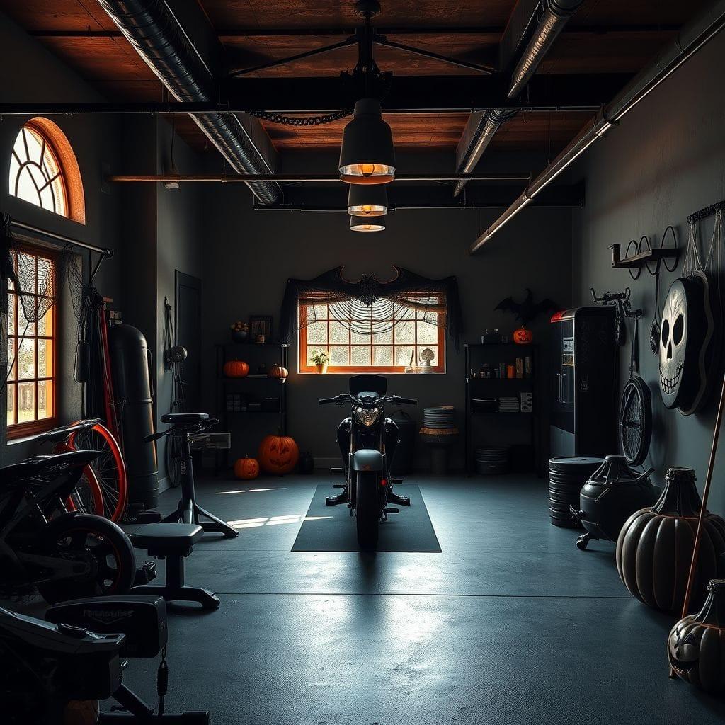 Halloween garage gym - AI Generated
