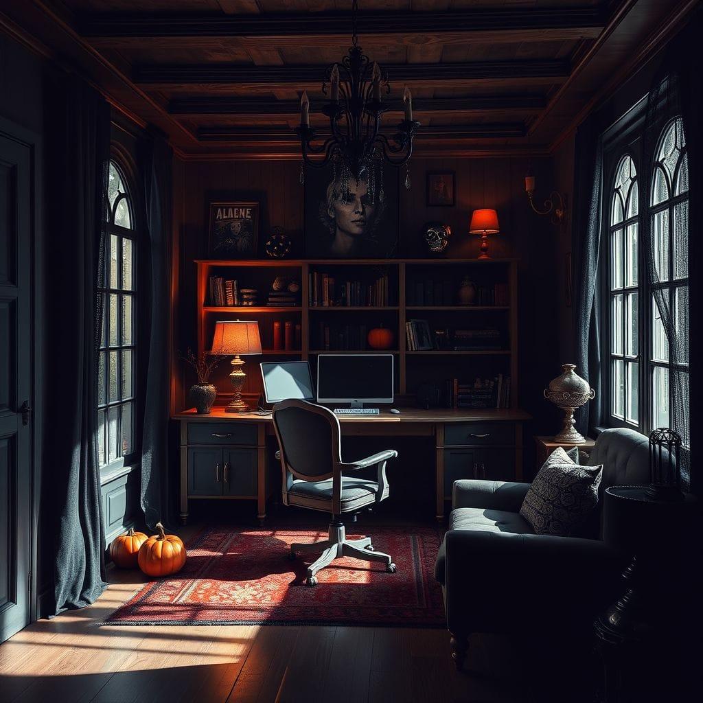 Halloween home office - AI Generated