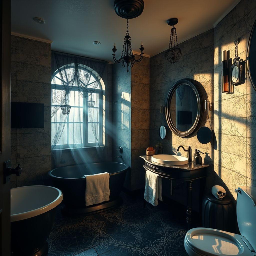 Halloween hotel bathroom - AI Generated