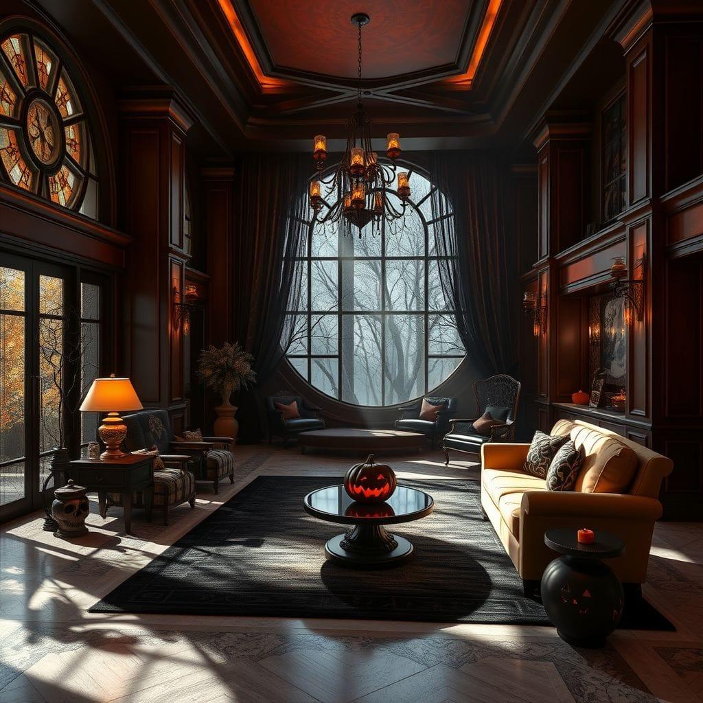 Halloween hotel lobby - AI Generated