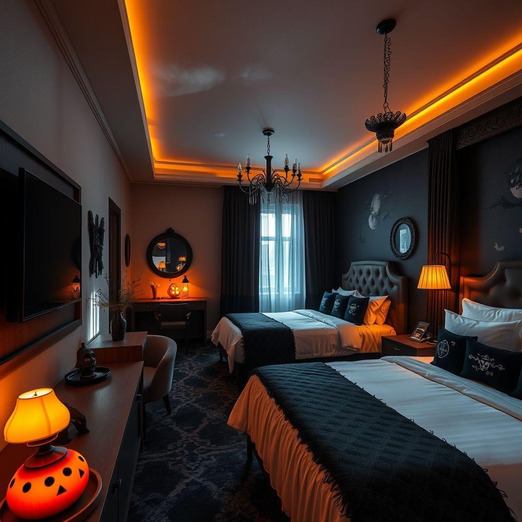 Halloween hotel room - AI Generated