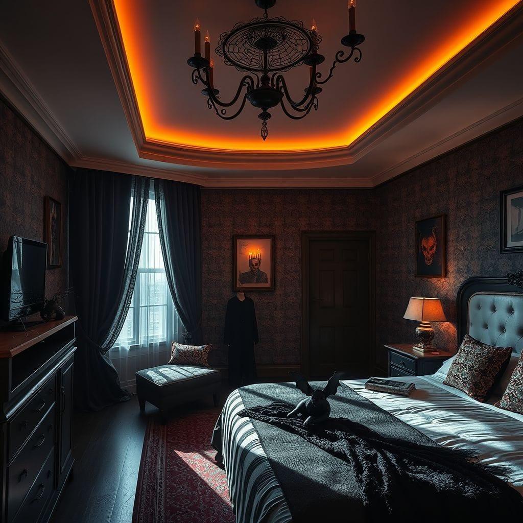 Halloween hotel room - AI Generated