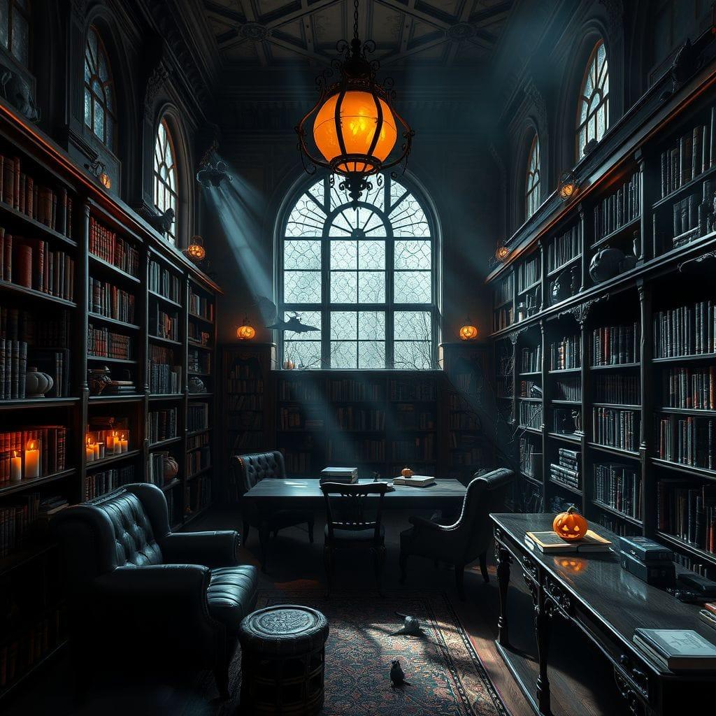 Halloween library - AI Generated