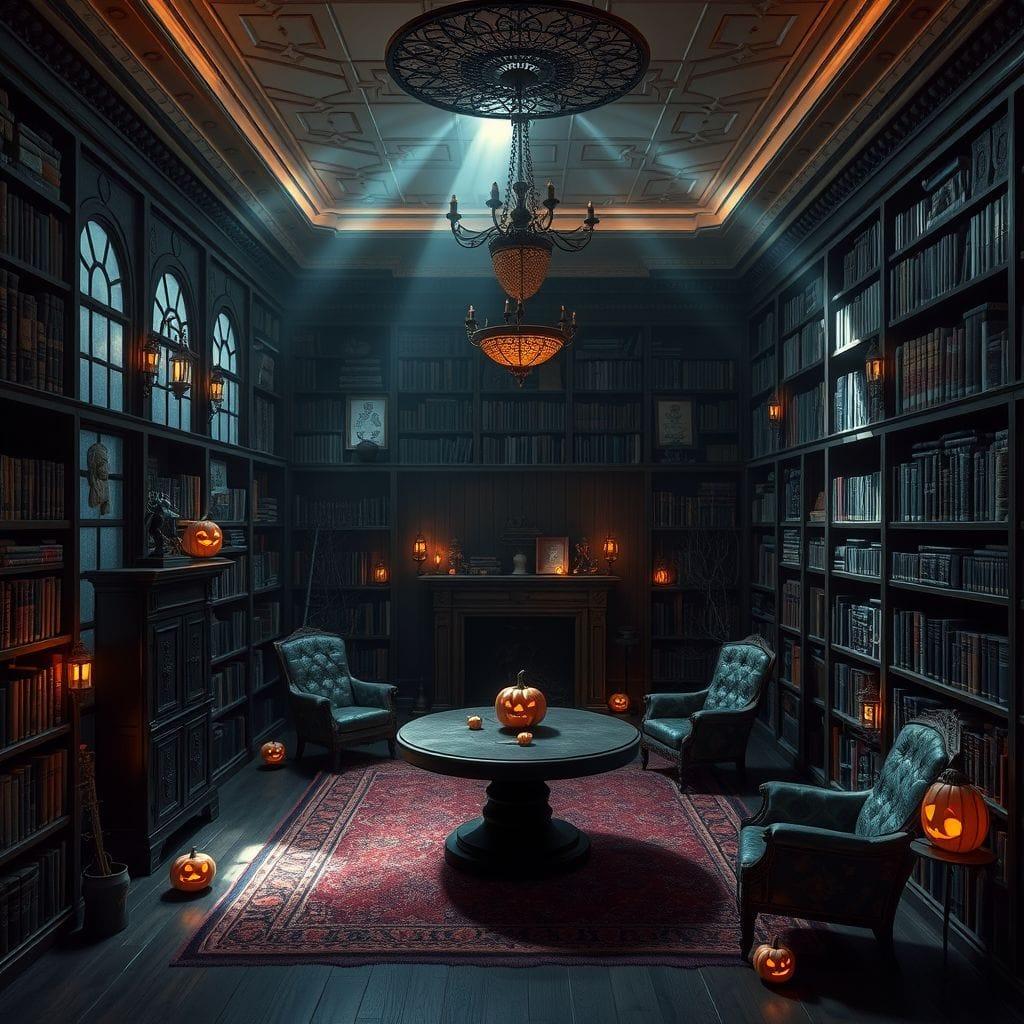 Halloween library - AI Generated
