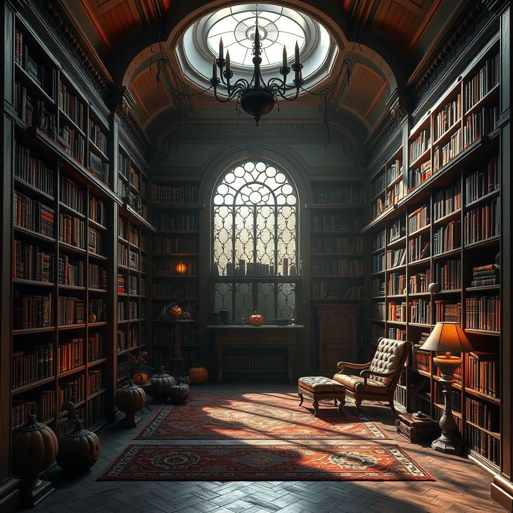 Halloween library - AI Generated