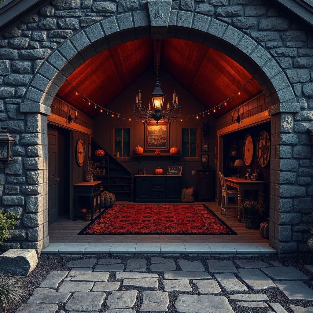 Halloween outdoor garage - AI Generated