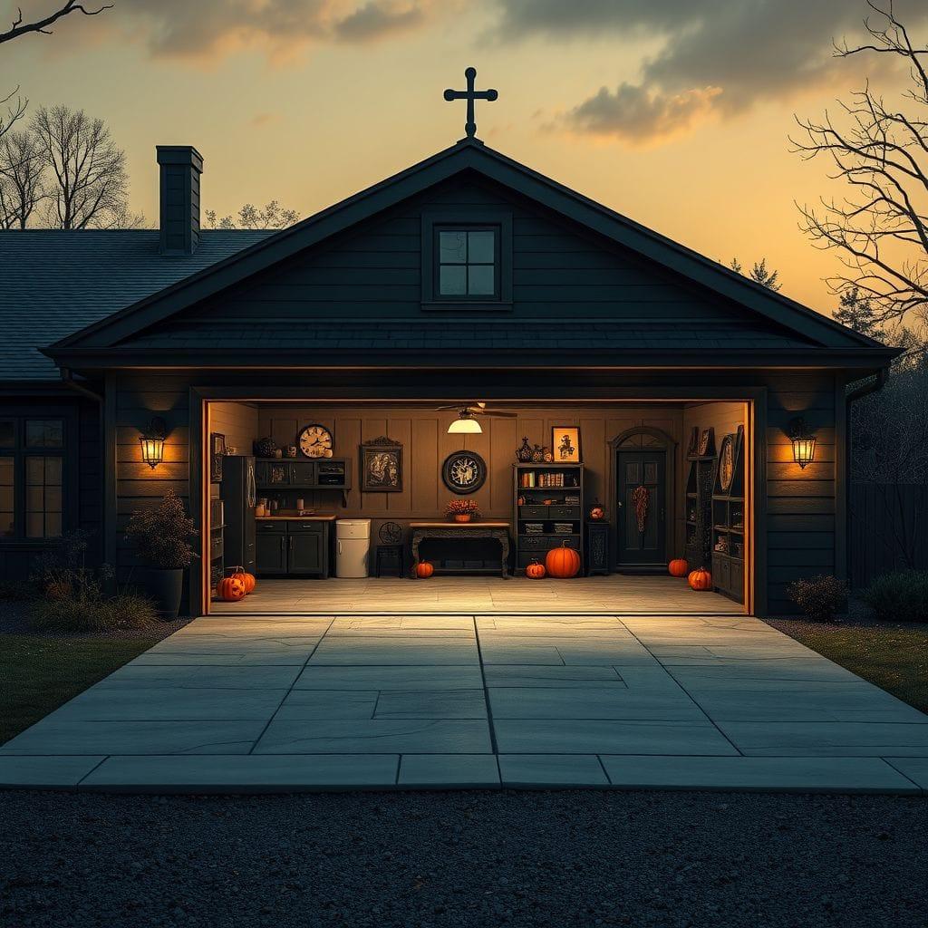 Halloween outdoor garage - AI Generated