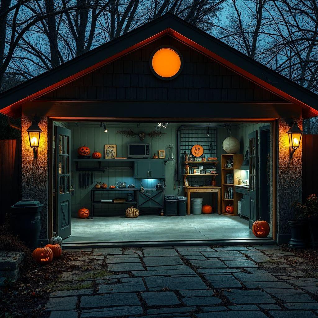 Halloween outdoor garage - AI Generated