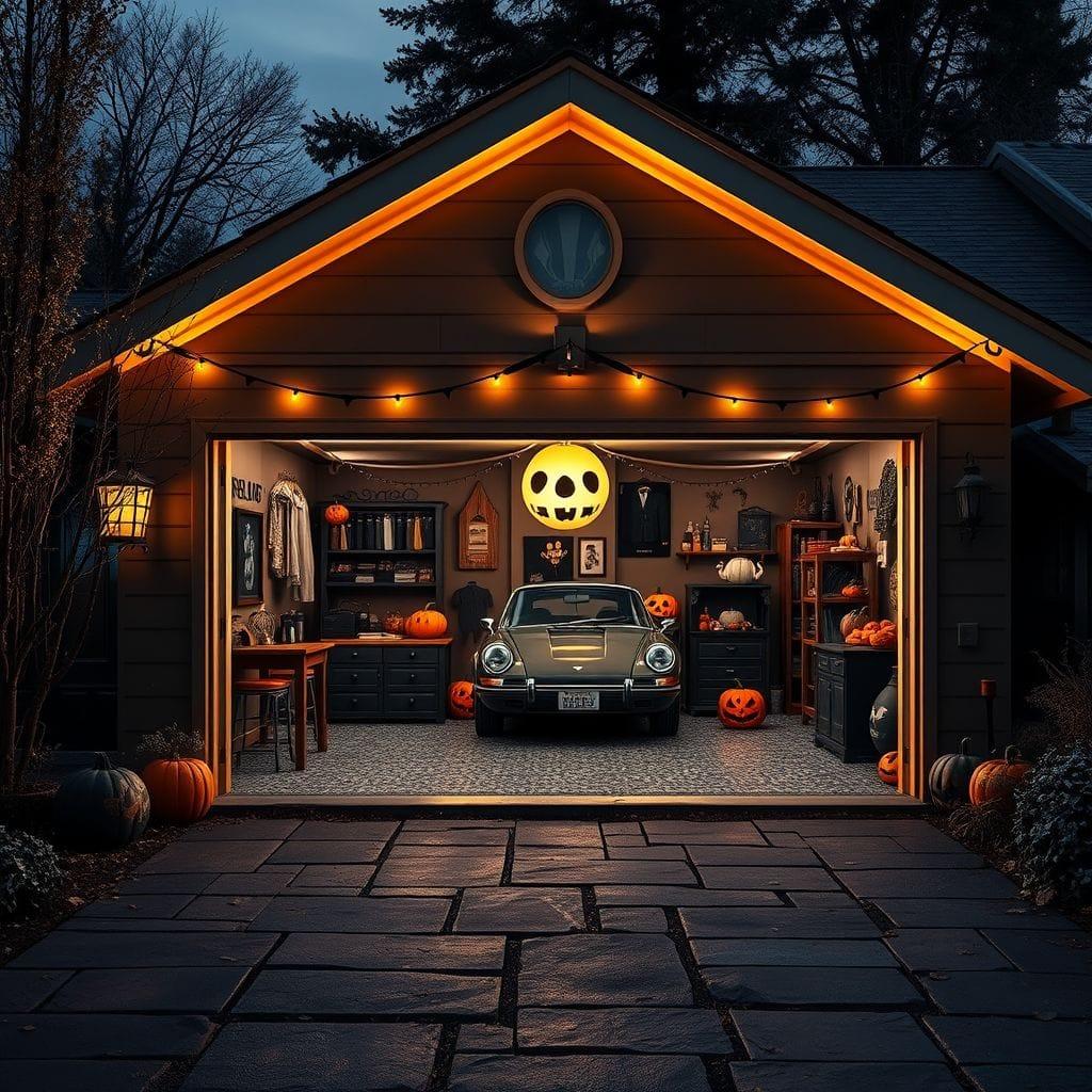 Halloween outdoor garage - AI Generated