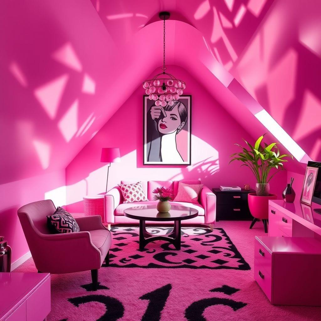 Hot Pink attic - AI Generated