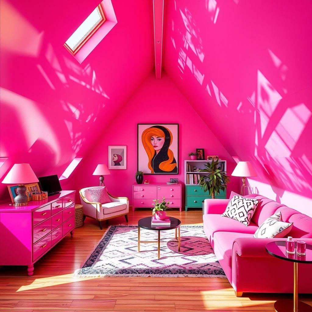 Hot Pink attic - AI Generated
