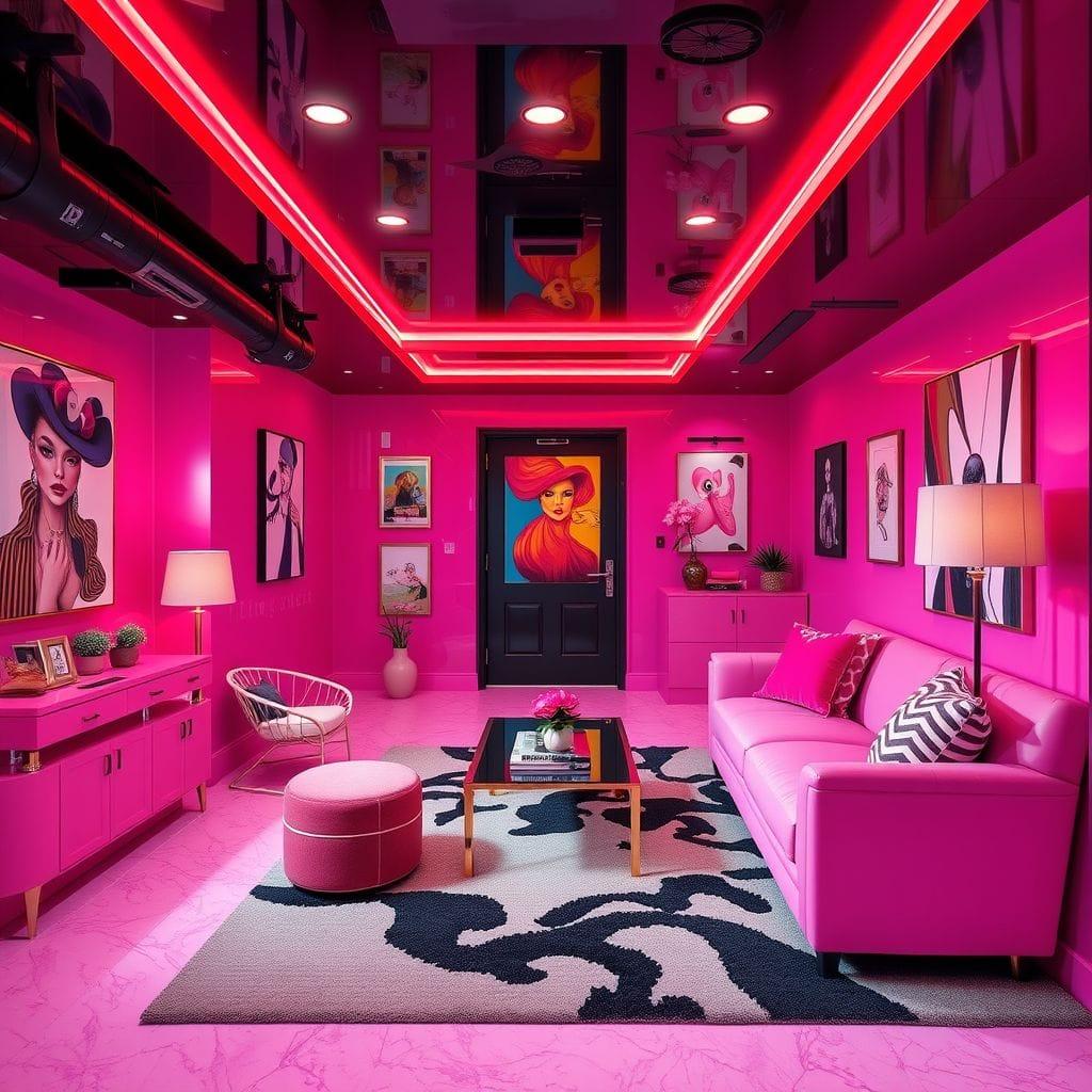 Hot Pink basement - AI Generated