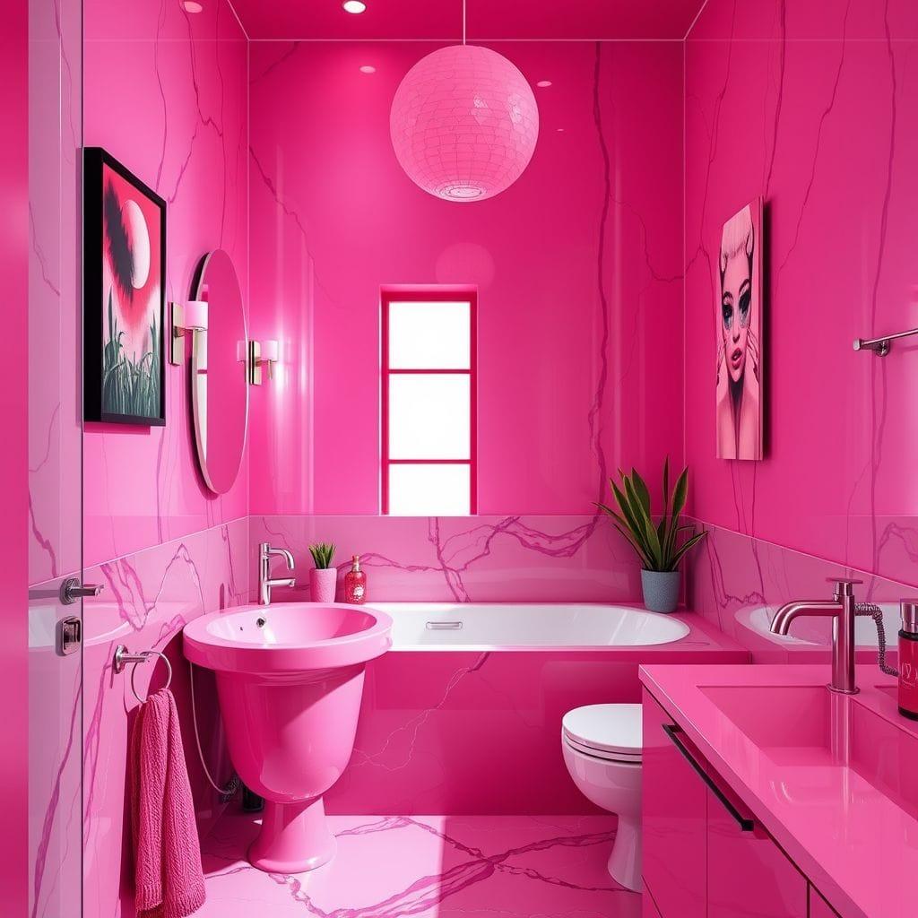 Hot Pink bathroom - AI Generated