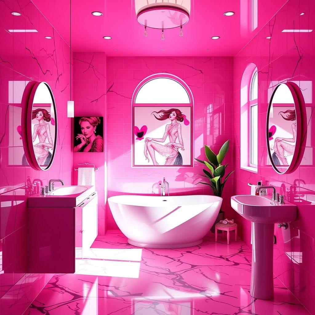 Hot Pink bathroom - AI Generated