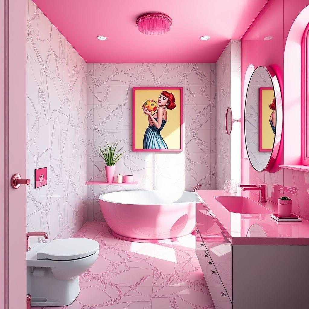 Hot Pink bathroom - AI Generated